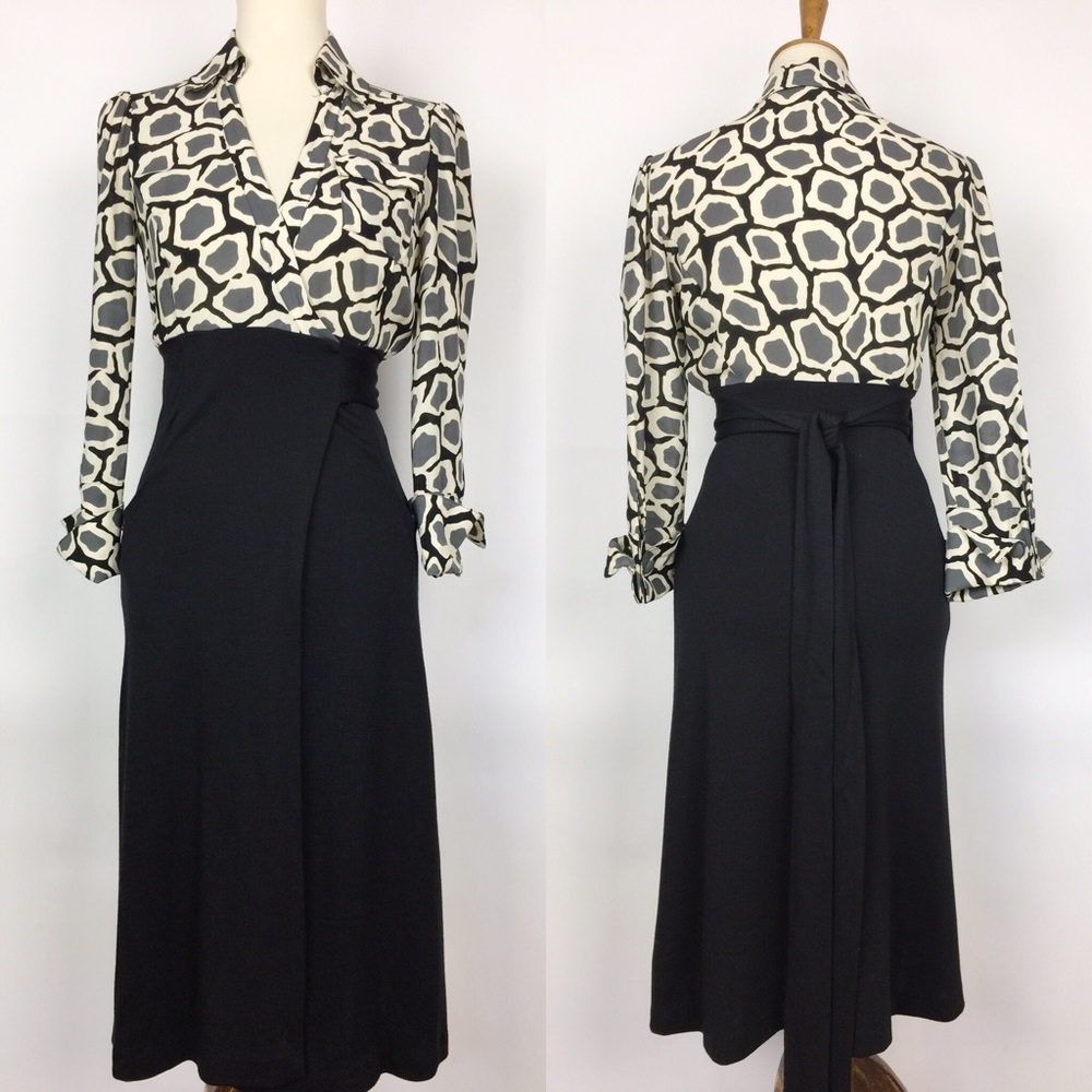 DIANE von FURSTENBERG Brea Silk/Wool Wrap Dress great for Fall